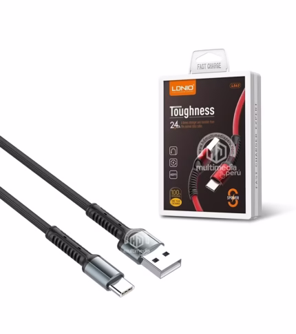 Cable USB tipo C de 1 Metro LDNIO LS63 Carga Rápida 2.4a Cable USB C Enmallado de 1MT Ldnio LS63