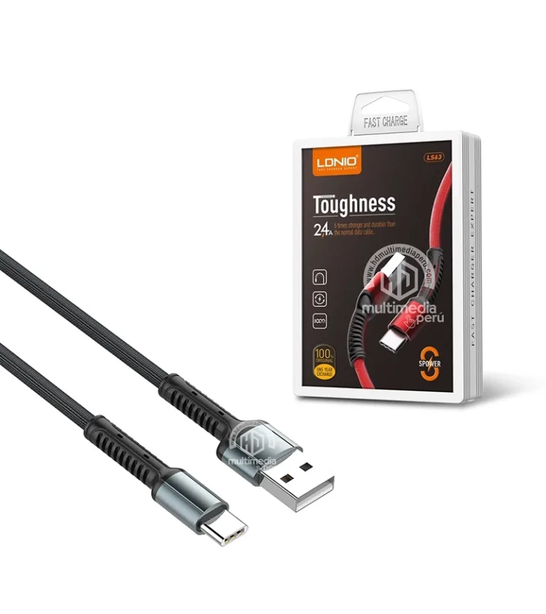 Cable USB tipo C de 1 Metro LDNIO LS63 Carga Rápida 2.4a Cable USB C Enmallado de 1MT Ldnio LS63