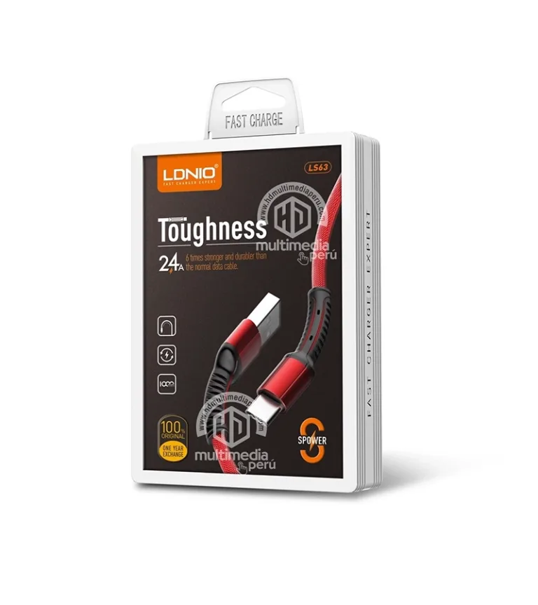 Cable USB tipo C de 1 Metro LDNIO LS63 Carga Rápida 2.4a Cable USB C Enmallado de 1MT Ldnio LS63