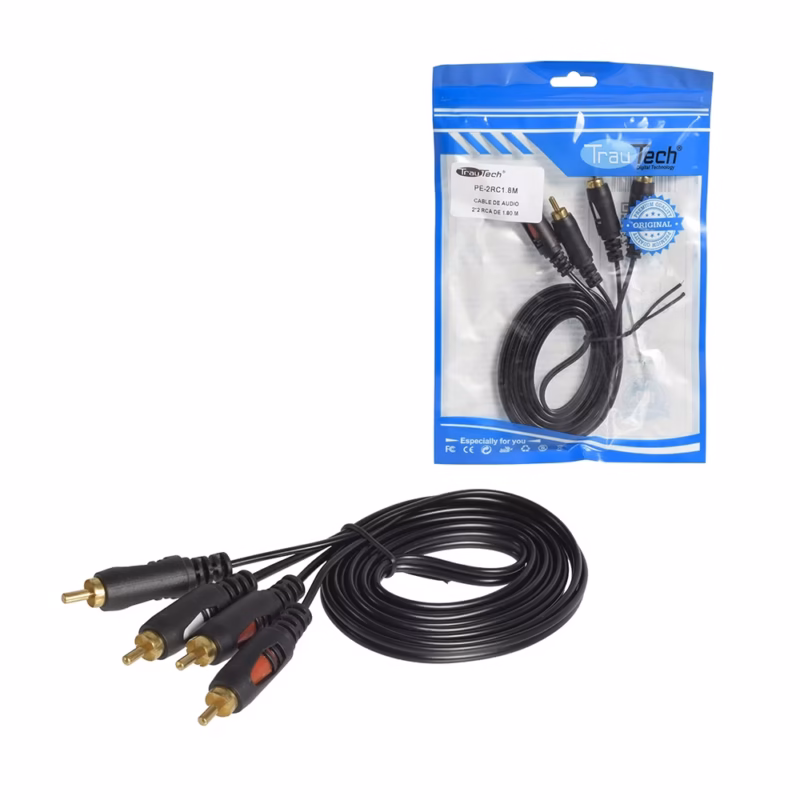 Cable de Audio RCA Estéreo m Trautech PE RCM | Conexión de Alta Fidelidad