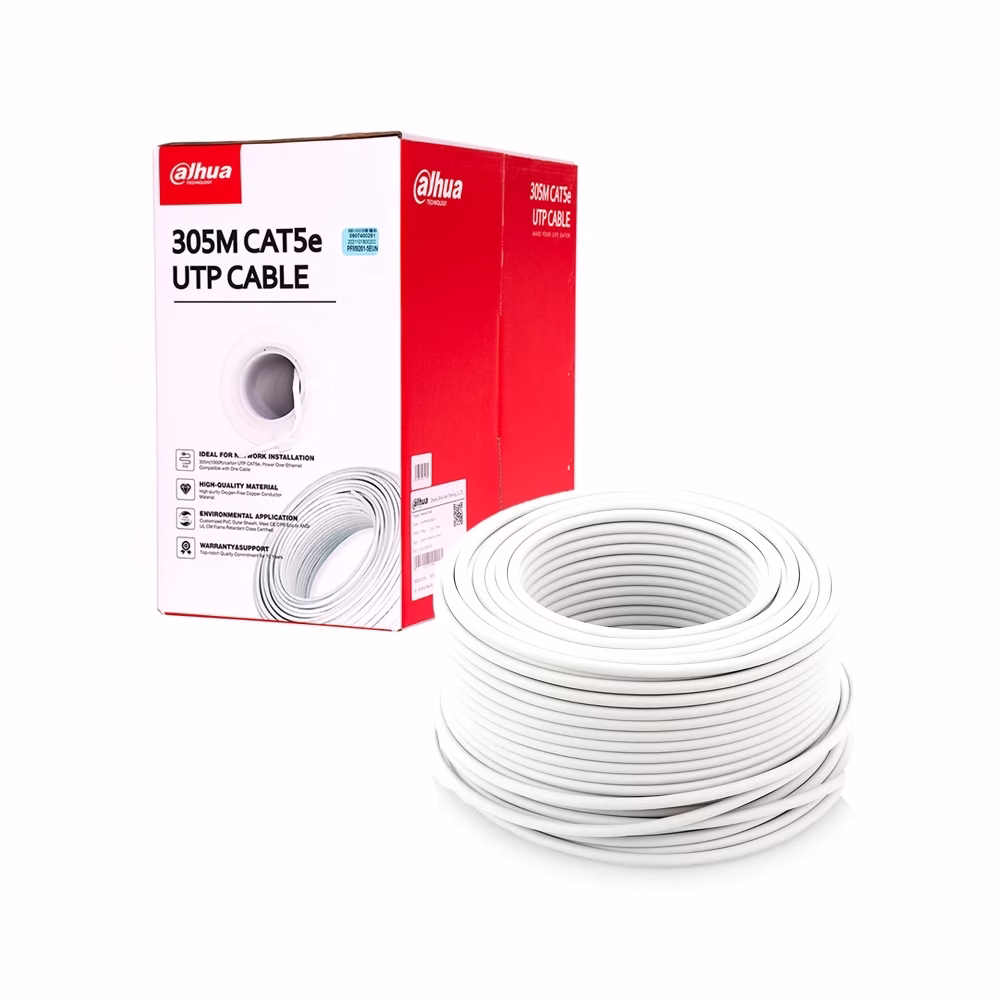 Cable de Red Cate de M Dahua PFMI EUN Cable UTP CatE de Puro Cobre con Mts   Color Gris Claro Dahua PFMI EUN
