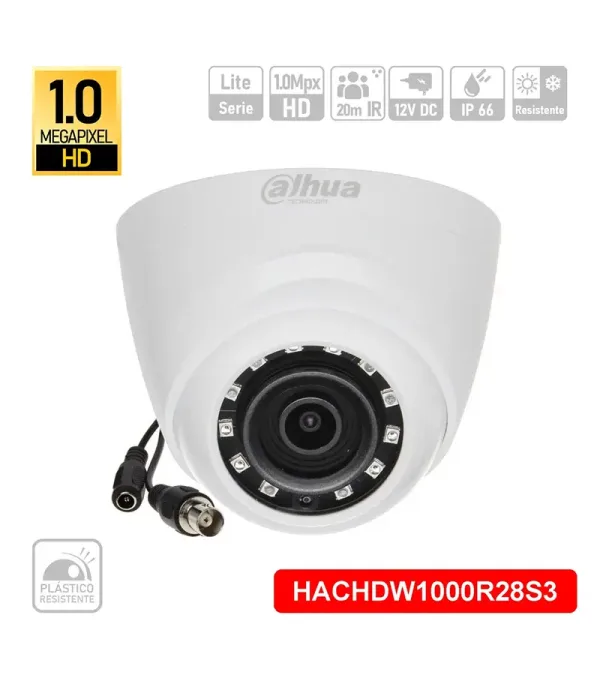 Cámara DAHUA HDW1000RN, Cámara HDCVI Mini Domo Plástica HD 720P 1mpx HAC-HDW1000RN-S3