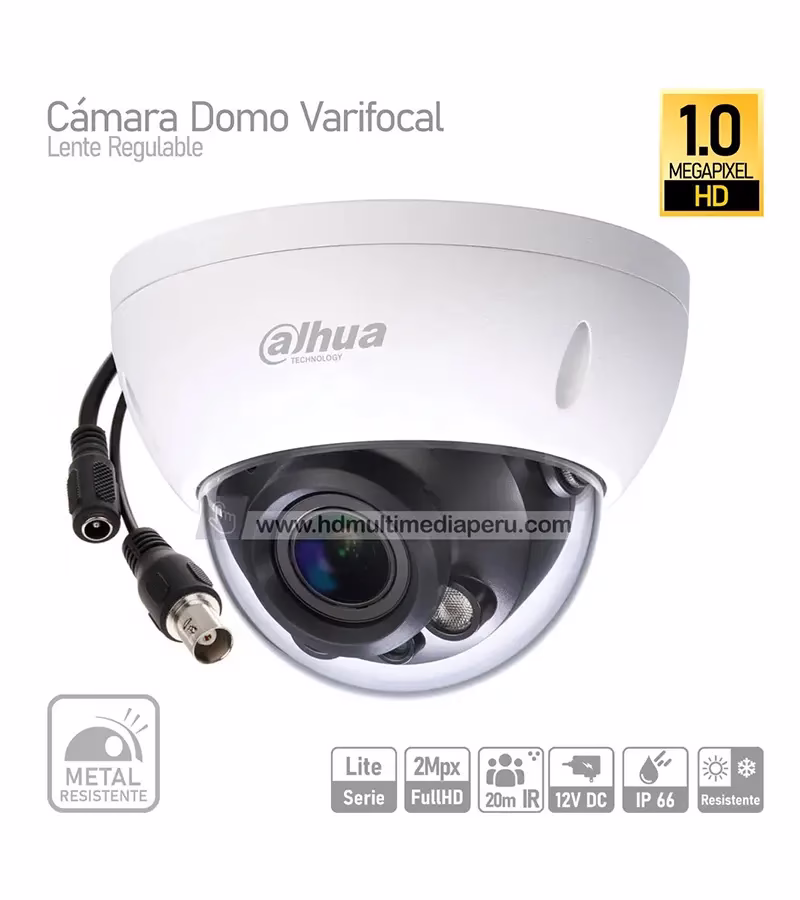 Cámara Dahua HAC DRBWVF Cámara Vari Focal Antivandálica HD mpx Dahua HAC HDBWVF