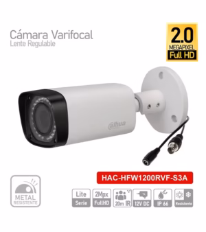 Cámara Dahua HAC-HFW1200BRF, Cámara Vari focal Dahua Full HD 2mpx HAC-HFW1200RVF-S3A