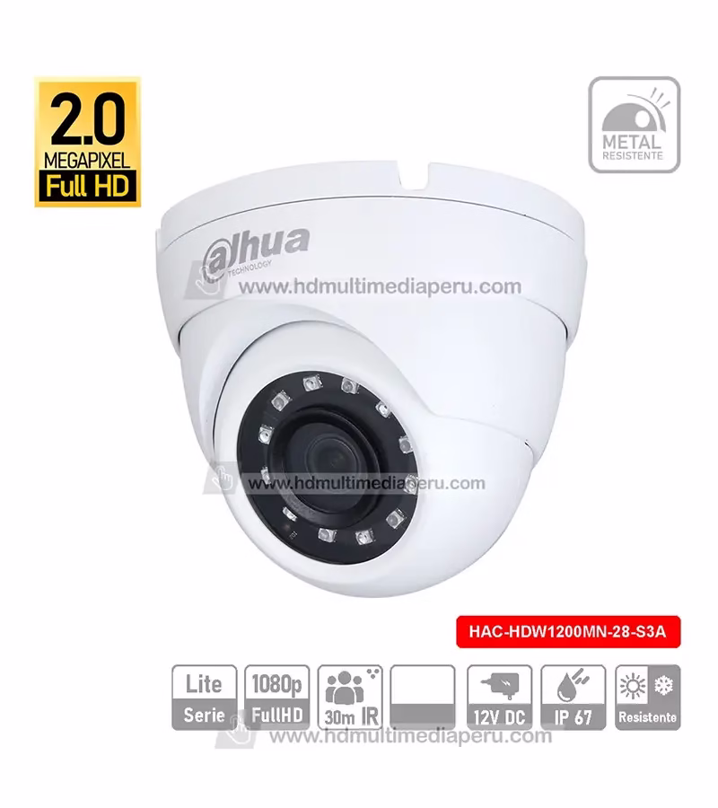 Cámara DAHUA HDWMN Cámara de Seguridad tipo Domo Dahua HAC HDWMN  SA MP Full HD