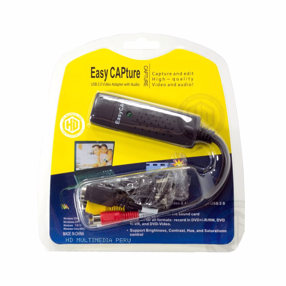 Capturador de Video RCA EASYCAP   American NET GP E Adaptador Convertidor de RCA a USB  Capturador para Video y Audio Análogo Capturador de Video para DVD