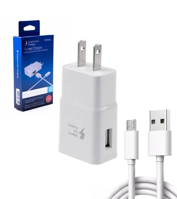 Cargador Rápido con Cable Micro USB Daycell S10 Cargador Rápido para Celulares o Tabletas con Conector Cable Micro USB V8 de 1 Metro Daycell S10
