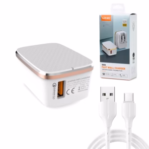 Cargador Rápido para Celular 18W Q3 Ldnio A1204Q Cargador Rápido para Celular o Tableta con tecnología Q3.0 y Cable USB C de 1 Metro Ldnio A1204Q