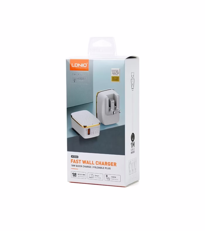 Cargador Rápido para Celular W Q Ldnio AQ Cargador Rápido para Celular o Tableta con tecnología Q y Cable USB C de  Metro Ldnio AQ
