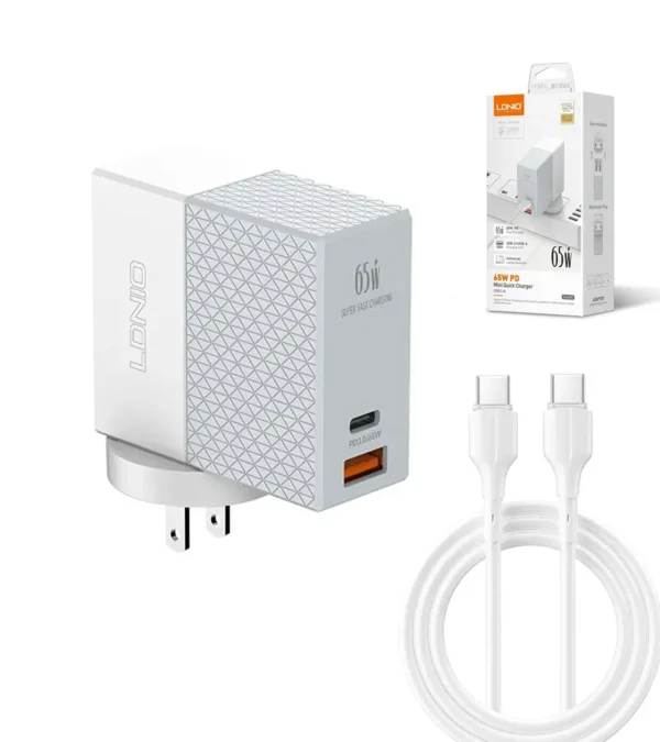 Cargador Rápido para Celular de 65W Ldnio A2620C Cargador Rápido para Celular, Tableta, Laptop de 65W con tecnología PD - Ldnio A2620C