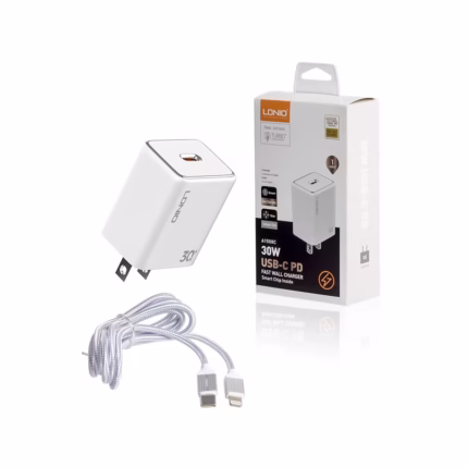 Cargador USB C de Carga Rápida W Lightning Ldnio AC Cargador Rápido de W con Conector USB C y Cable Lightning de  metro   Ldnio AC