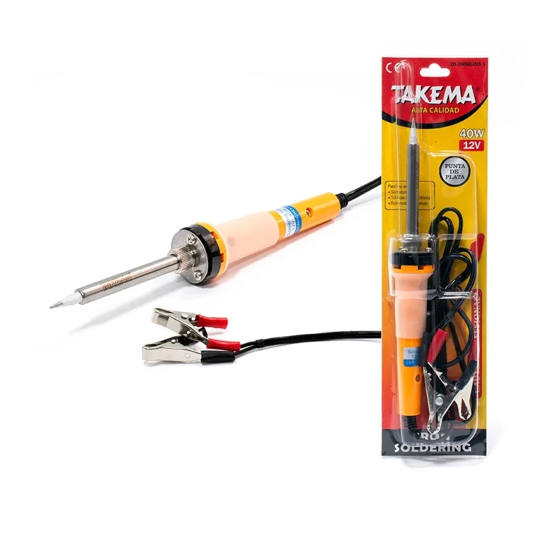 Cautín tipo Lápiz de 40W a 12V Takema ZD-200NDJ Pistola de soldar tipo Lápiz de 12 Voltios  de 40W Takema ZD-200NDJ/N1-11, Cautín Portátil de 12 Voltios con Punta de Plata 40W Takema