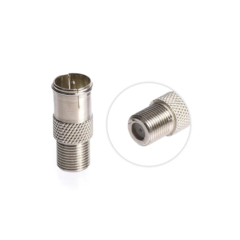 Adaptador Coaxial Macho de Presión a Coaxial Hembra- HFM ZZ-A-0954 Coaxial Macho de Presión a Conector F Coaxial Hembra HFM ZZ-A-0954
