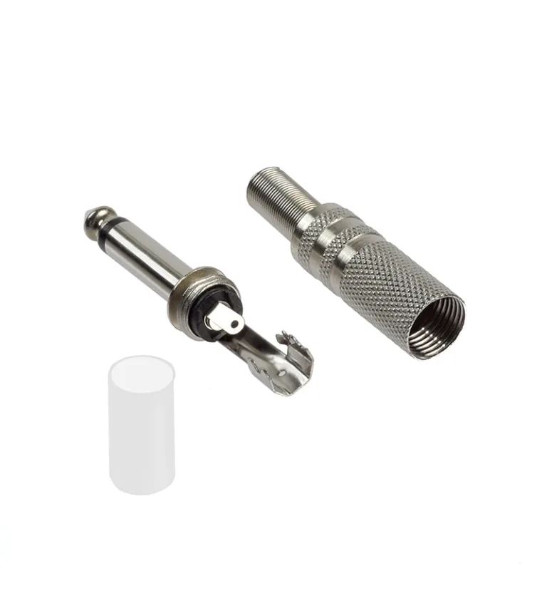 Jack Plug Mono de 6.35mm Conector de Audio Plug Macho para Soldar High Full Max ZZ-A-6.3M-M