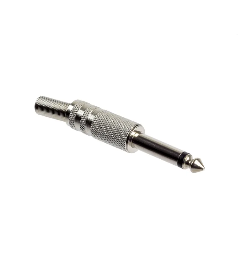 Jack Plug Mono de 6.35mm Conector de Audio Plug Macho para Soldar High Full Max ZZ-A-6.3M-M, Conector Plug Monoaural 6.35mm (1/4") Metálico para Soldar High Full Max Modelo ZZ-A-6.3M-M en HD Multimedia PERU SAC