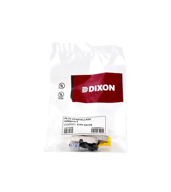 8FP-C8-FS Plug RJ45 Categoría 8 DIXON, RJ45 Cat8 DIXON apantallado, Conector Cat8 blindado