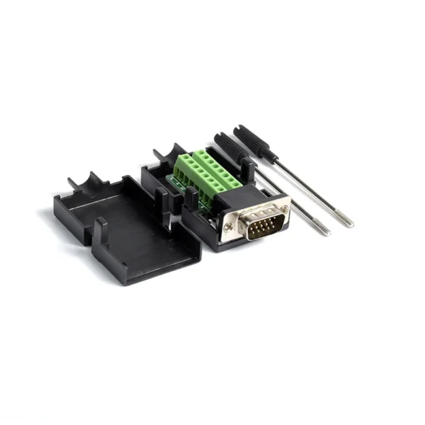 Conector VGA Macho con Borneras HFM YKZ-VGA01 Adaptador VGA Macho de 15 pines para reemplazar el Conector VGA con Borneras High Full Max ZZ-YKZ-VGA01, Terminal VGA macho para Atornillar