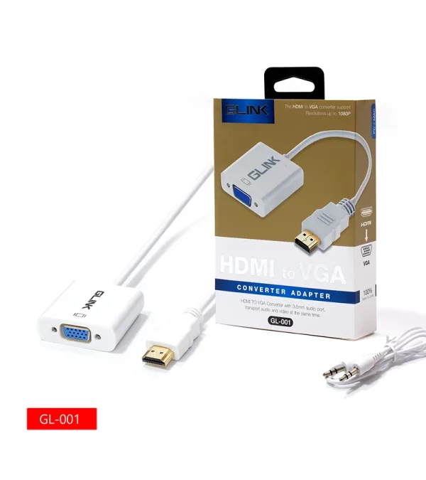 Convertidor HDMI a VGA Glink GL-001, Cable Adaptador HDMI a VGA