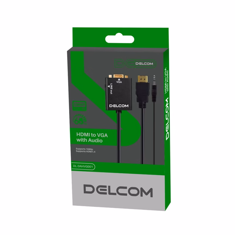 Convertidor HDMI a VGA Delcom DAHVG con Audio y en p