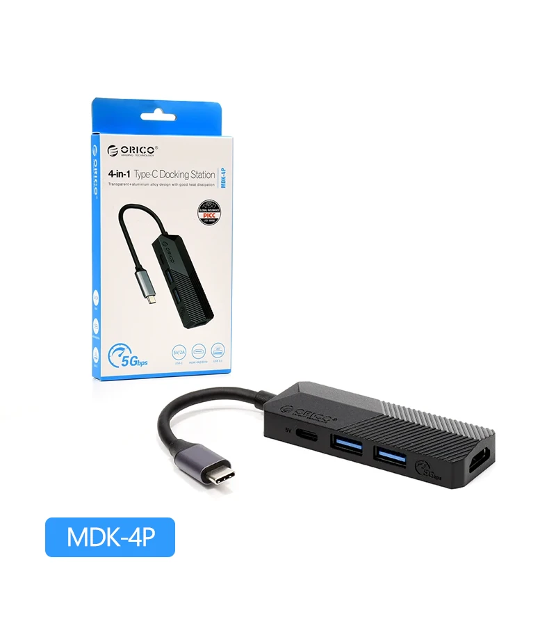 Docking Station Multi Puerto USB C 4 en 1 Orico MDK-4P | HDMI | USB 3.0 | PD de 5V 2A