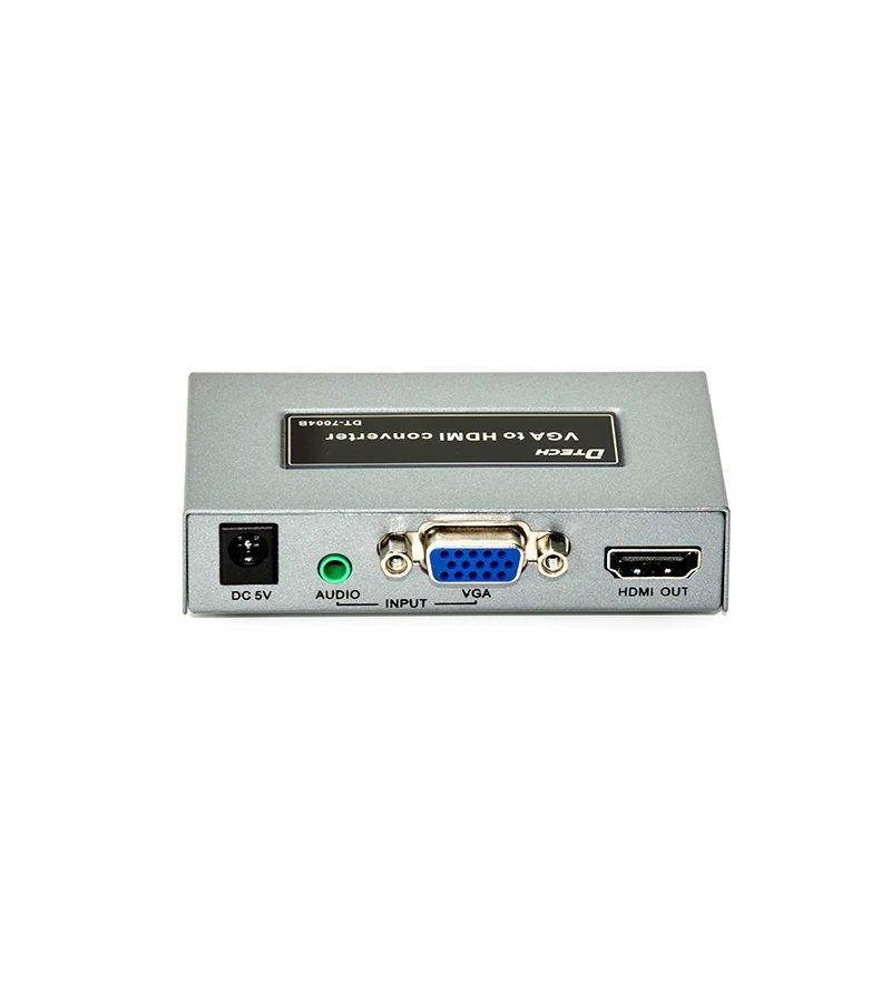 Adaptador VGA a HDMI Activo con Audio y Video Dtech GP-DT7004B, Conversor de VGA Análogo + Audio a HDMI Full HD 1080p