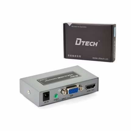 Convertidor VGA a HDMI Full HD 1080P Dtech DT-7004B Adaptador VGA a HDMI Activo con Audio y Video Dtech GP-DT7004B, Conversor de VGA Análogo + Audio a HDMI Full HD 1080p, VGA a HDMI Activo