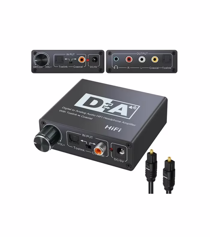 Convertidor de Audio Optico | RCA | Coaxial Digital | MiniPlug mm | Control de Audio | High Full Max | DA
