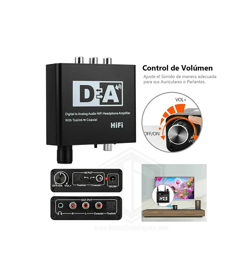 Convertidor Audio Digital Óptico Coaxial A Analógico Rca 3.5