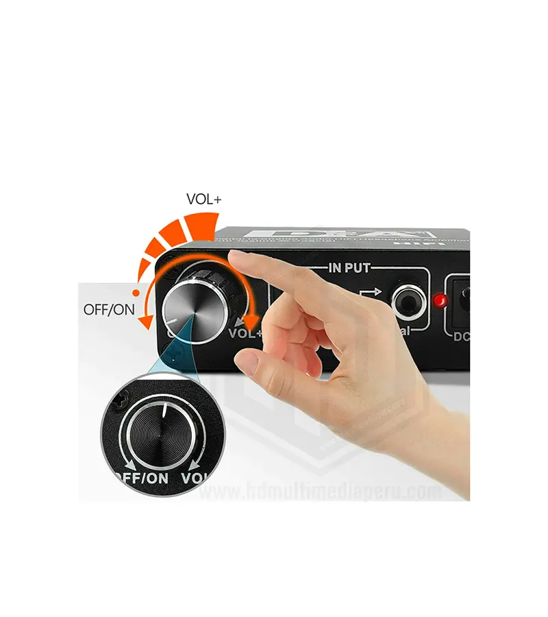 Convertidor de Audio Optico | RCA | Coaxial Digital | MiniPlug 3.5mm | Control de Audio | High Full Max | DA-005