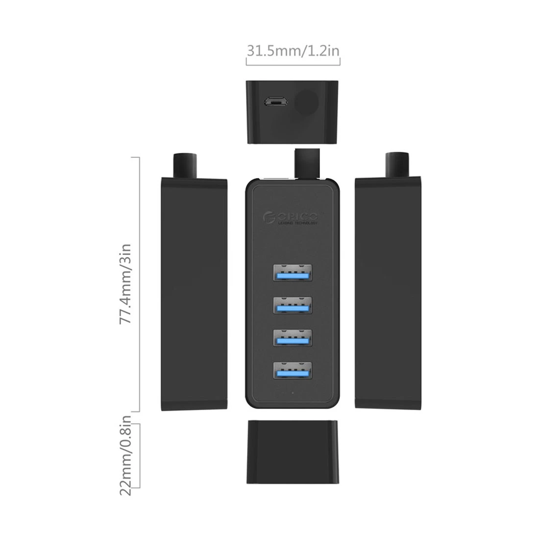 HUB USB 3.0 de 4 Puertos | 5Gbps | Orico W5P-U3