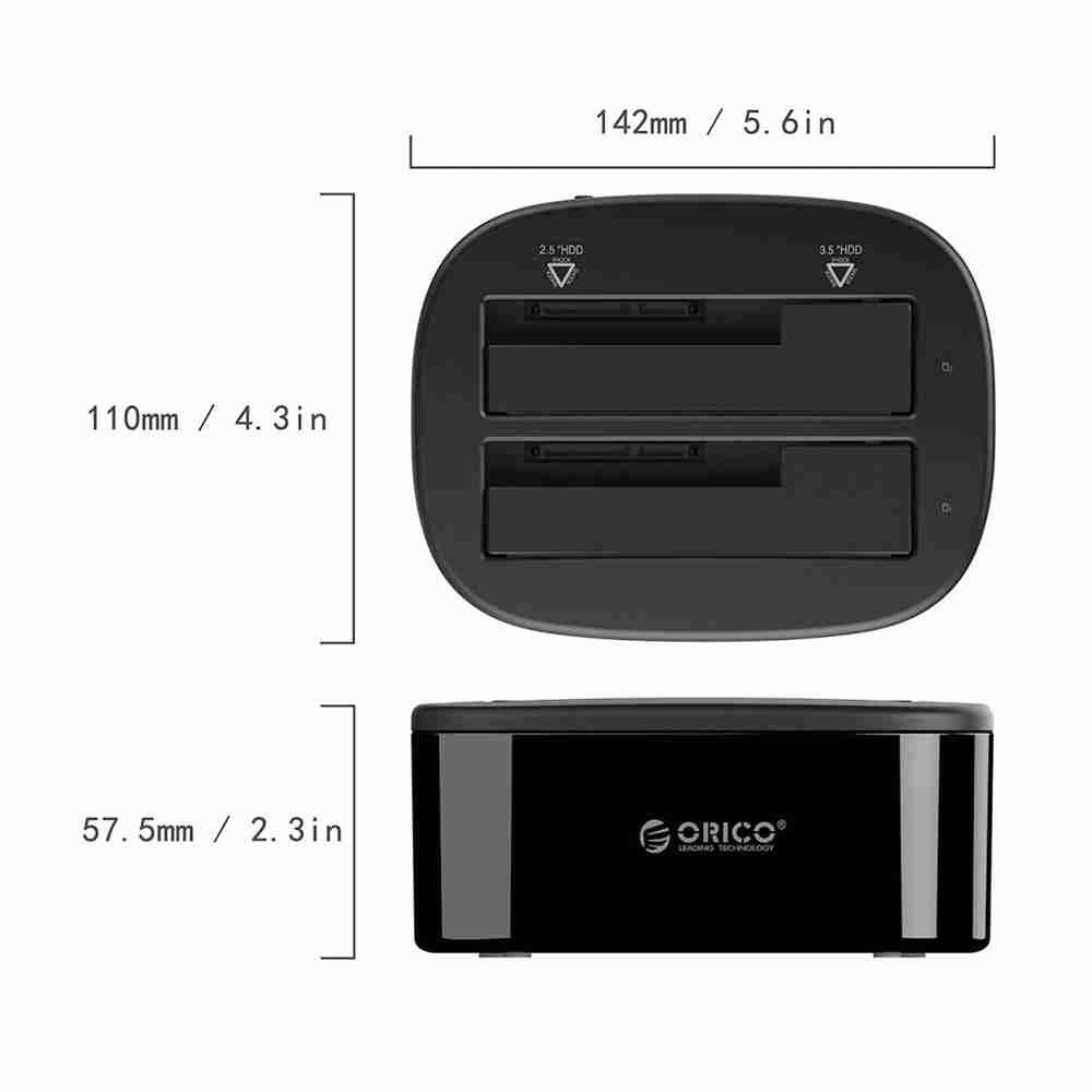 Docking Station Clonador HDD 3.5" y 2.5" SATA USB C, copiador de Disco Duro de 2.5 y 3.5 Pulgadas, Orico 6228US3-C