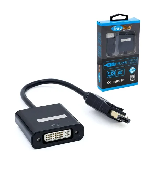 Cable Adaptador DisplayPort Macho a DVI Hembra Trautech PE-DP0107