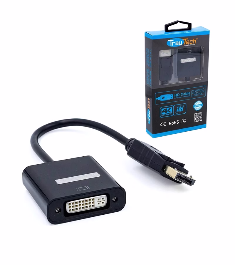 Cable Adaptador DisplayPort Macho a DVI Hembra Trautech PE DP