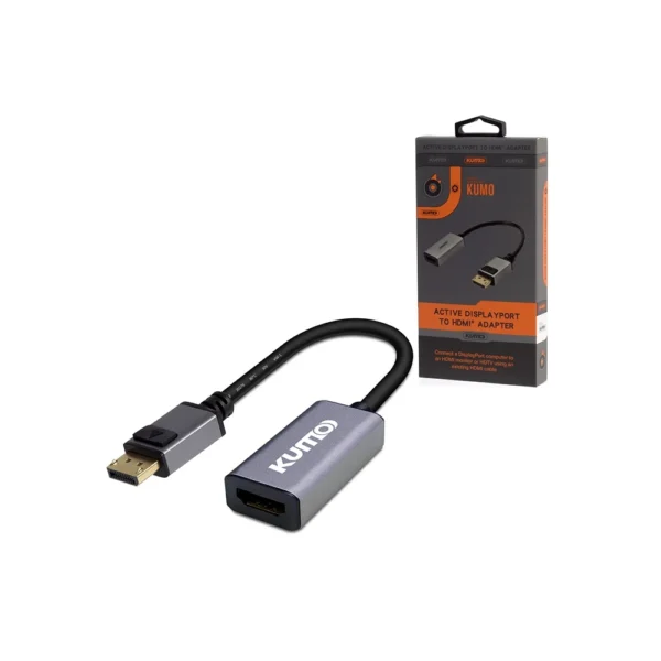 DisplayPort a HDMI Activo 4k 60hz Kumo STA-ADP2HF001 Adaptador DisplayPort a HDMI Activo 4K@60Hz Kumo, Cable Adaptador DP a HDMI 4K Ultra HD DisplayPort+ Activo Kumo STA-ADP2HF001