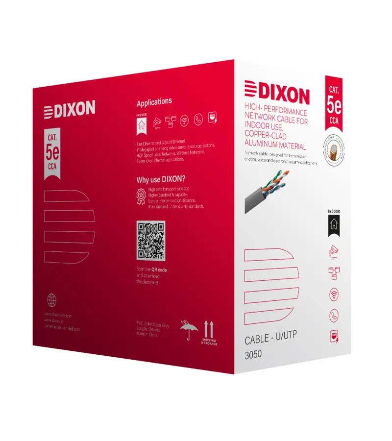 Dixon 3050 Cable de Red Cat5e CCA - 305Mts Chaqueta PVC