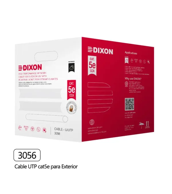 Dixon 3056 Cable UTP Cat 5E CCA para Exterior con UV