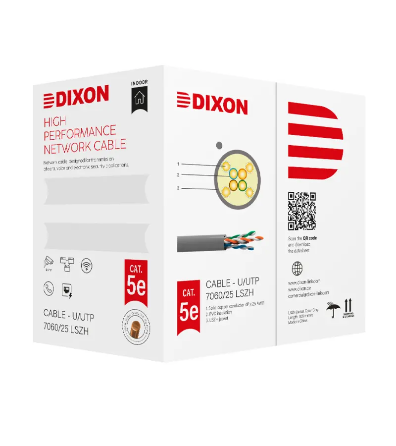 Dixon 7060 Cable UTP Cat5e de 305mts Chaqueta LSZH - Gris