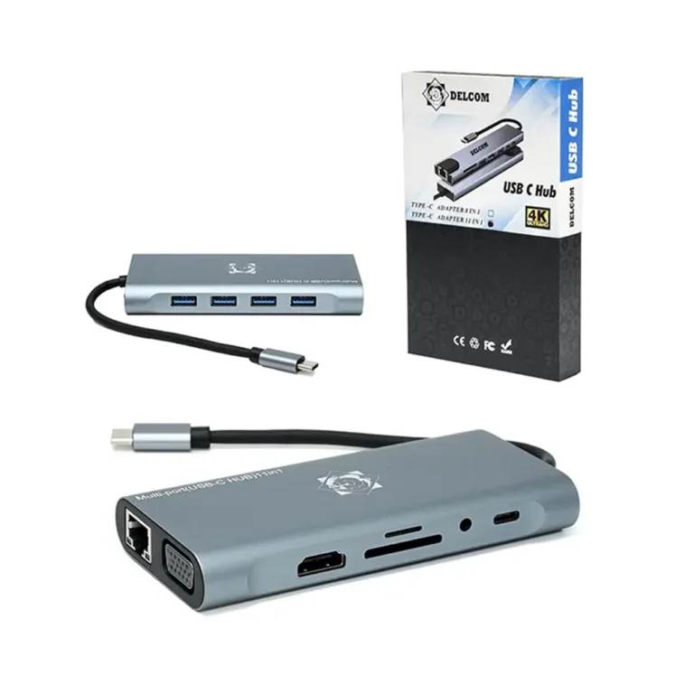 Convertidor USB C 11 en 1 Docking Station - Delcom UVYL2110 Docking Station USB-C, Hub USB Tipo C Dock 11 en 1, Multi Puerto USB-C con HUB tipo 11 en 1