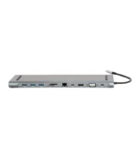 Adaptador USB Tipo C  11 en 1  HDMI 4K / VGA / HUB Usb 3.0 / PD de Carga / Lan Gigabit / Lector MicroSD / SD   - Todo en uno High Full Max HC-10-S Estación de Trabajo con conector USB 3.1 tipo C  - 11 en 1 Type-C Station