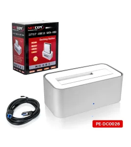 Adaptador para Discos SSD y HDD de 2.5" y 3.5" Pulgadas SATA III con Soporte hasta 8TB Netcom PE-DC0026 Docking Station para Disco Duro Estación de Acoplamiento para Discos HDD y SSD Netcom