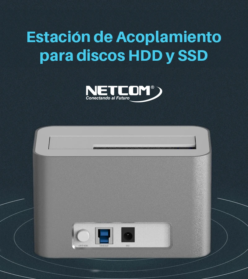 Adaptador para Discos SSD y HDD de 2.5" y 3.5" Pulgadas SATA III con Soporte hasta 8TB Netcom PE-DC0026 Docking Station para Disco Duro Estación de Acoplamiento para Discos HDD y SSD Netcom