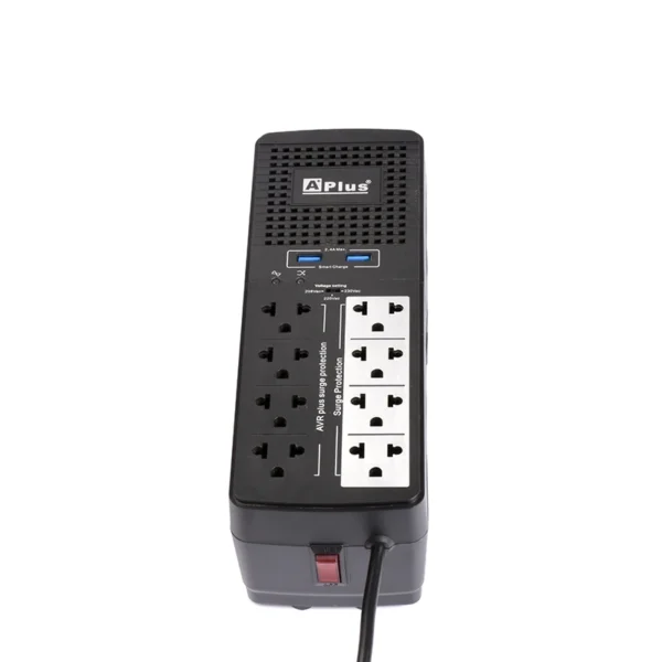 Estabilizador de Voltaje 1000VA/500W con 2 USB A+ Plus PlusShield: ¡Protección y Carga para tu Escritorio!, GP-AV1000/USB, PlusShield 4-1000UN