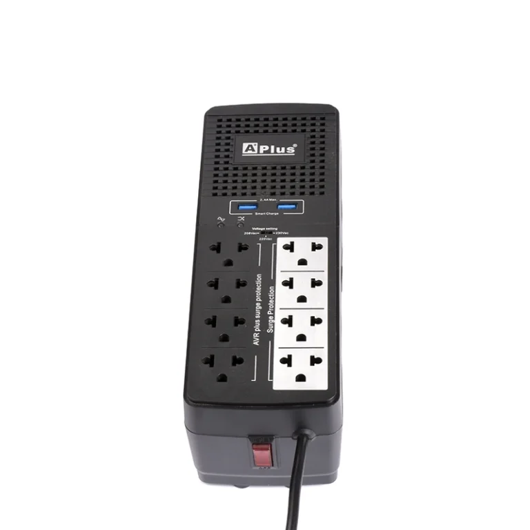 Estabilizador de Voltaje 1000VA/500W con 2 USB A+ Plus PlusShield: ¡Protección y Carga para tu Escritorio!, GP-AV1000/USB, PlusShield 4-1000UN