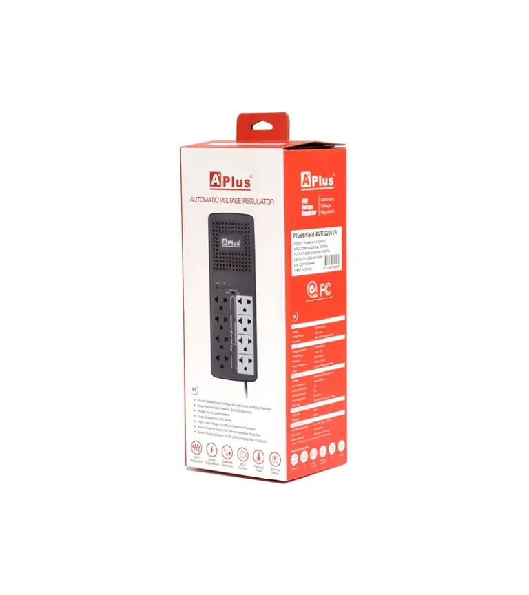 Estabilizador de Voltaje Electrónico 2200VA / 1100W A+ Plus PlusShield: ¡Protección Total para tus Equipos! Serie 3 | PlusShield 3-2200UN