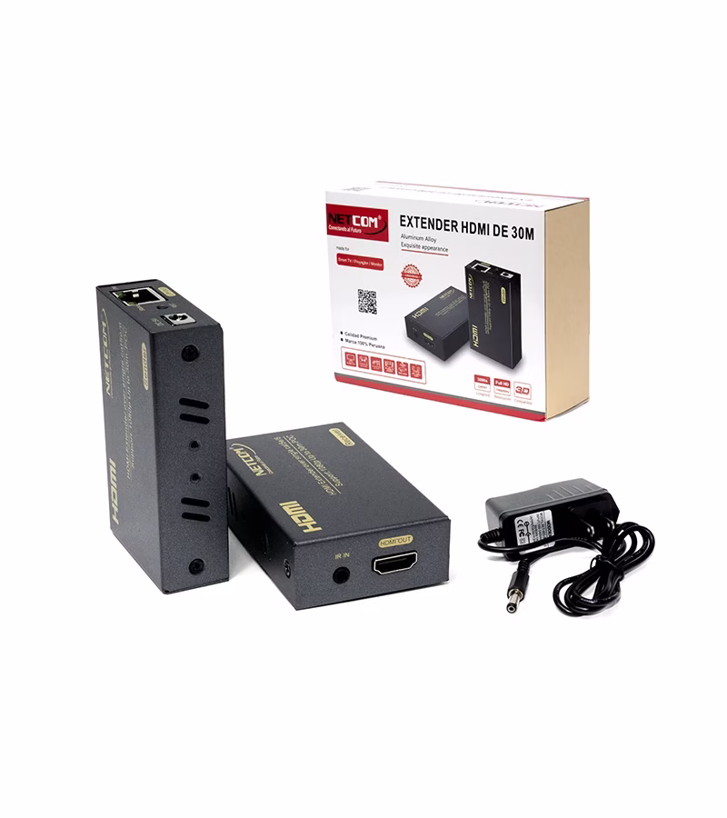 Extender HDMI POC Activo de MT por Cable UTP RJ Cate Cat CatA Netcom PE EX