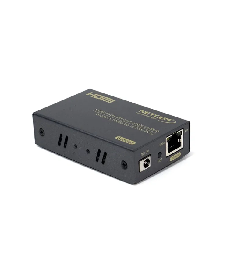 Extender HDMI POC Activo de 30MT por Cable UTP RJ45 Cat5e Cat6 Cat6A Netcom PE-EX0030