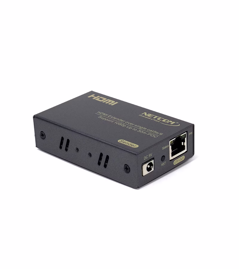 Extender HDMI POC Activo de MT por Cable UTP RJ Cate Cat CatA Netcom PE EX