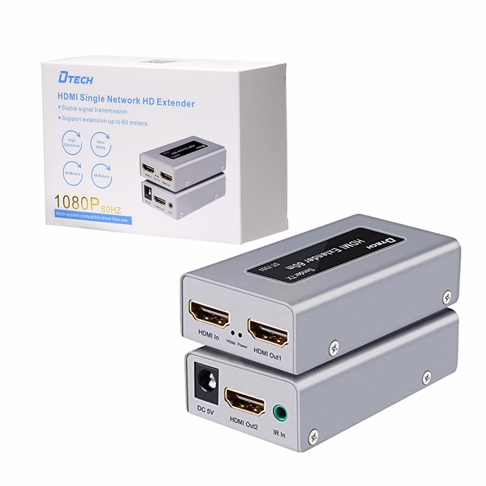 Extender HDMI de  Metros por UTP RJ Dtech DT  Extensor HDMI M por Rj Cate Cat Cata Dtech DT  con cable Infrarrojo y video Loop Extensor HDMI de  Metros por Cable de Red UTP Dtech DT  Full HD a Larga Distancia