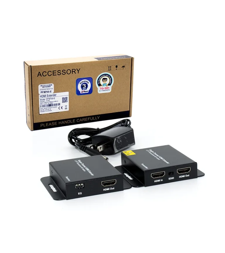 Extender HDMI de 60M por RJ45 Cat5e Cat6 - Dahua PFM700-E  Extender HDMI por UTP RJ45 Cat5e/Cat6 de 60 Metros PFM700-E Dahua