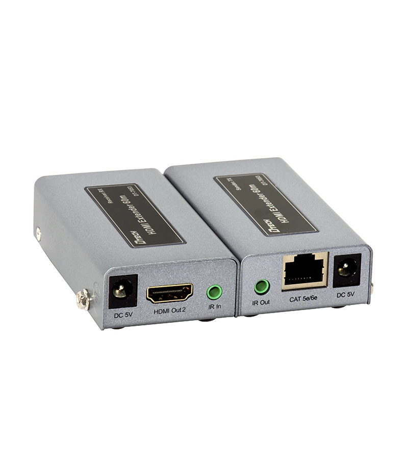 Extensor HDMI 60M por Rj45 Cat5e Cat6 Cat6a Dtech DT-7053, con cable Infrarrojo y video Loop